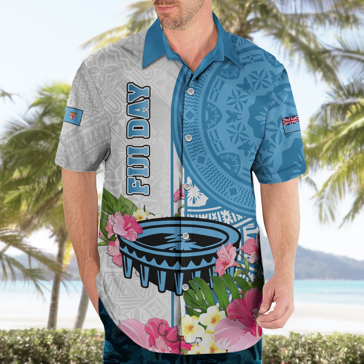 Personalized Fiji Day Hawaiian Shirt Tanoa Hibiscus Fijian Tapa Masi Pattern LT05 - Polynesian Pride