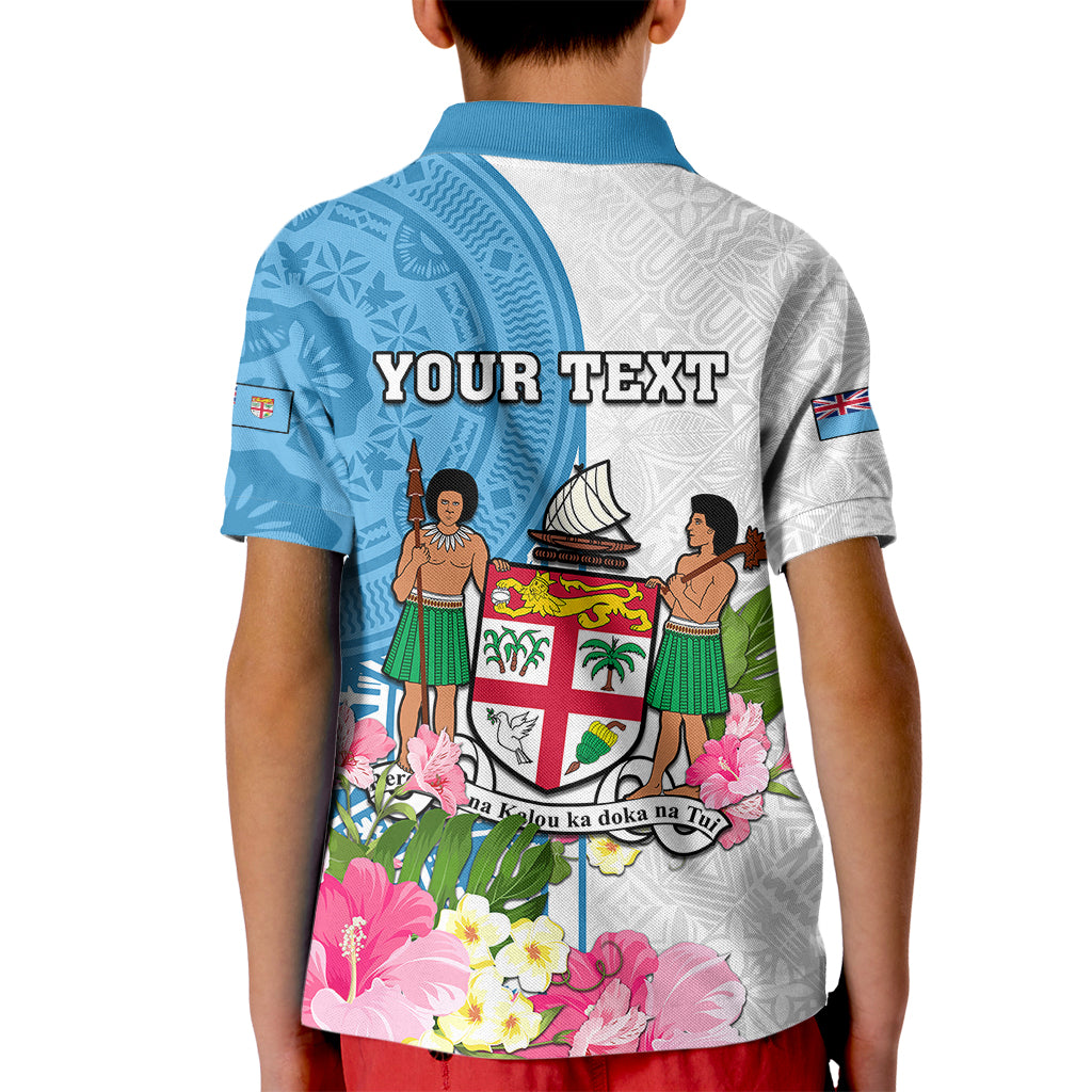 Personalized Fiji Day Kid Polo Shirt Tanoa Hibiscus Fijian Tapa Masi Pattern LT05 - Polynesian Pride
