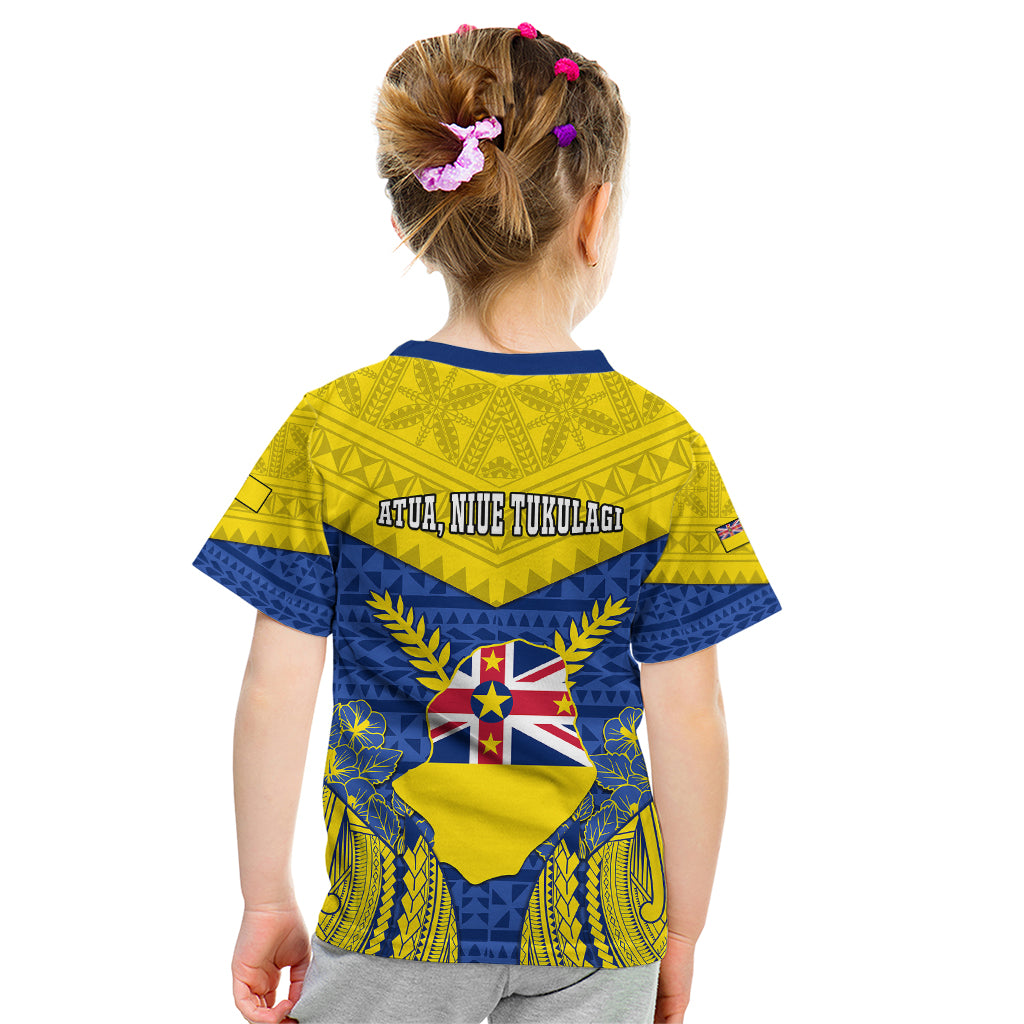 Niue Constitution Day Kid T Shirt Coat Of Arms Niuean Hiapo Pattern LT05 - Polynesian Pride