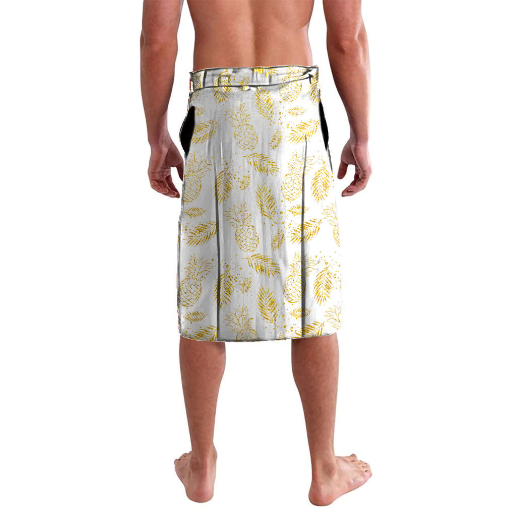 Hawaii Discoverers Day Lavalava Tropical Hibiscus Glitter White LT05 - Polynesian Pride