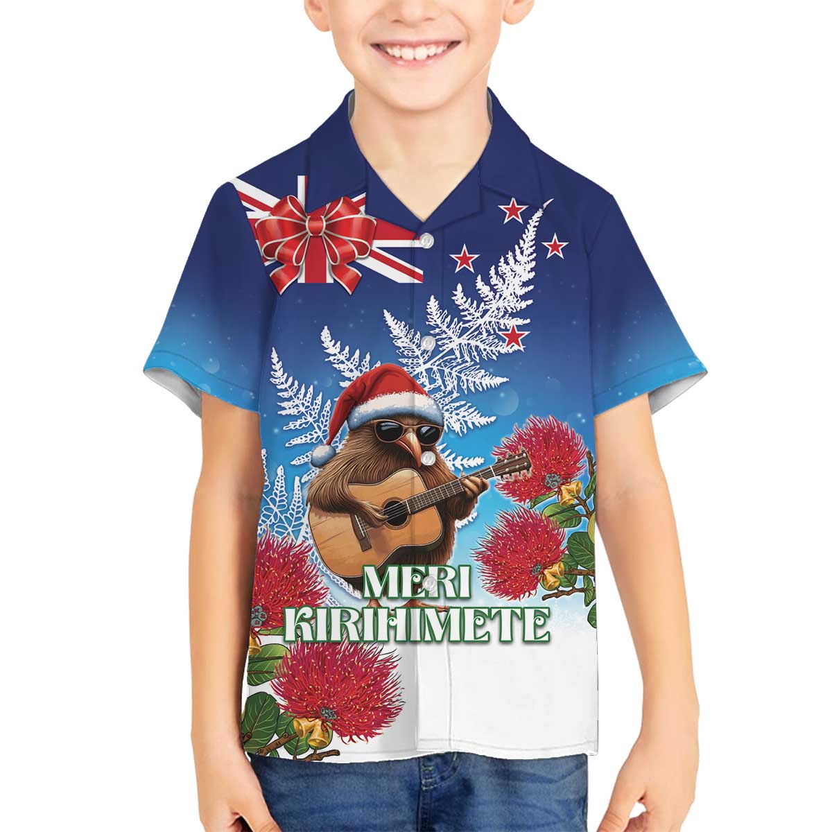 New Zealand Kiwi Christmas Family Matching Off The Shoulder Long Sleeve Dress and Hawaiian Shirt Xmas Vibe