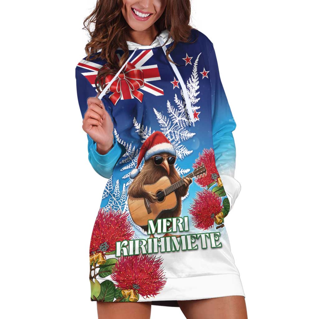 New Zealand Kiwi Christmas Hoodie Dress Xmas Vibe LT05 Blue - Polynesian Pride