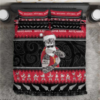 New Zealand Santa Tiki Christmas Bedding Set Meri Kirihimete LT05 Black - Polynesian Pride