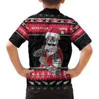 New Zealand Santa Tiki Christmas Family Matching Tank Maxi Dress and Hawaiian Shirt Meri Kirihimete