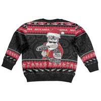 New Zealand Santa Tiki Christmas Kid Ugly Christmas Sweater Meri Kirihimete