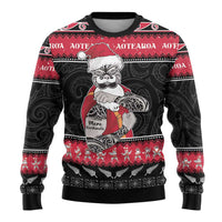 New Zealand Santa Tiki Christmas Ugly Christmas Sweater Meri Kirihimete
