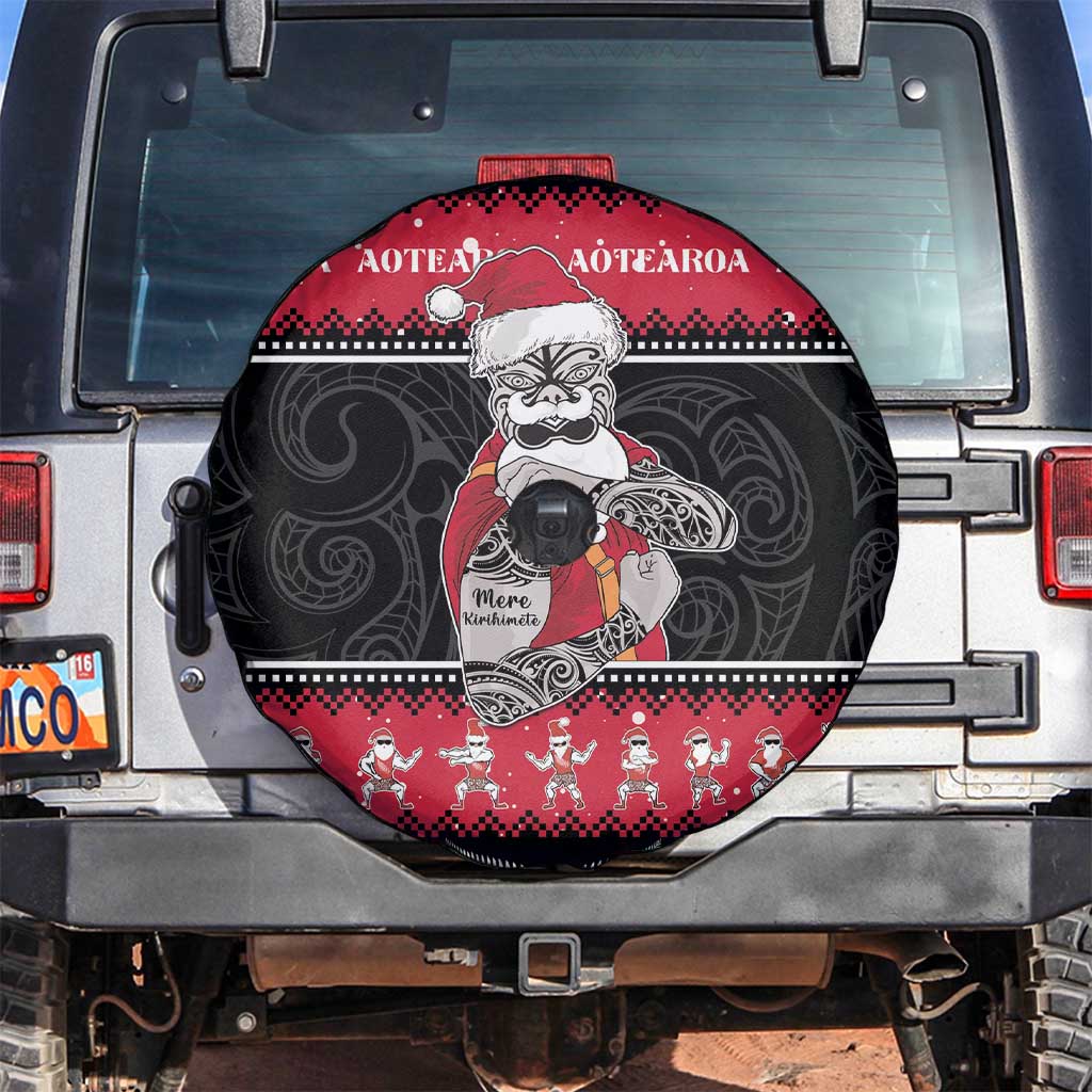New Zealand Santa Tiki Christmas Spare Tire Cover Meri Kirihimete LT05 Black - Polynesian Pride