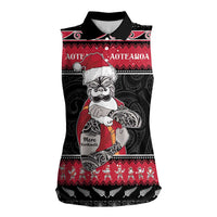 New Zealand Santa Tiki Christmas Women Sleeveless Polo Shirt Meri Kirihimete