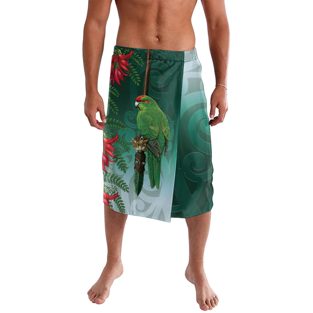 New Zealand Parakeet Bird Lavalava With Kakabeak Flowers LT05 Teal - Polynesian Pride