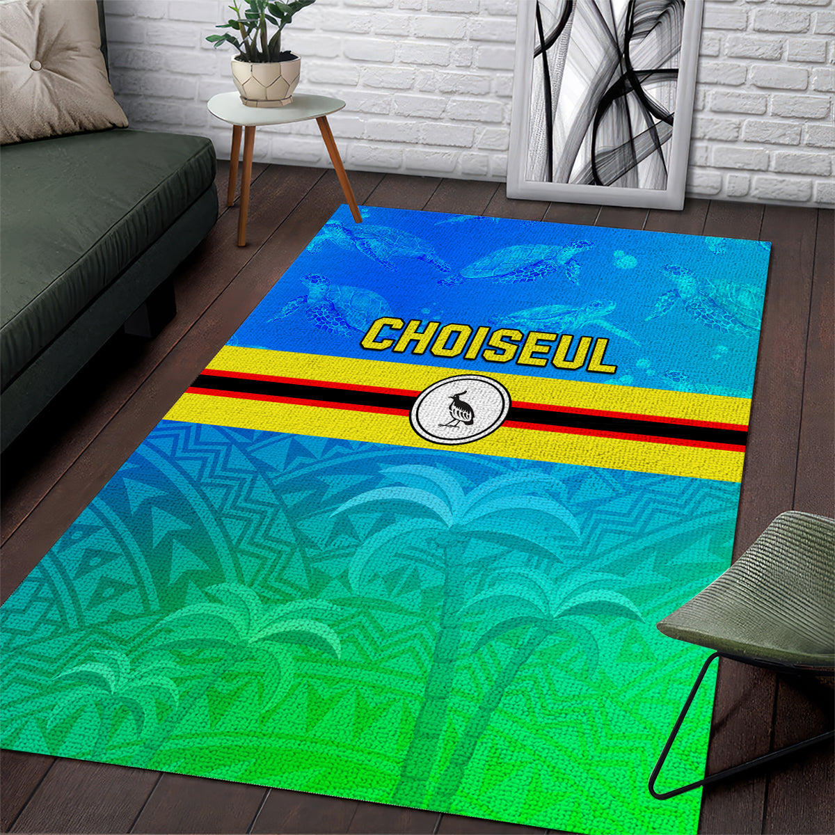 Solomon Islands Choiseul Province Day Area Rug Sea Turtle Tribal Pattern LT05 Blue - Polynesian Pride