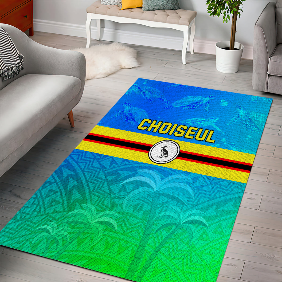 Solomon Islands Choiseul Province Day Area Rug Sea Turtle Tribal Pattern LT05 - Polynesian Pride