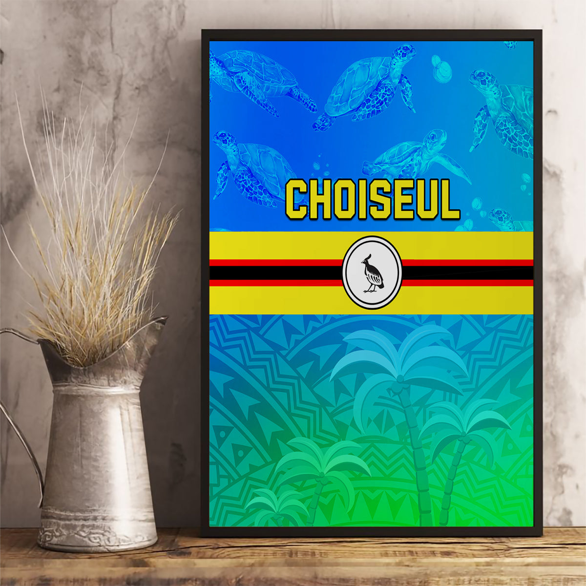 Solomon Islands Choiseul Province Day Canvas Wall Art Sea Turtle Tribal Pattern LT05 - Polynesian Pride