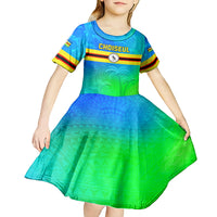 Personalised Solomon Islands Choiseul Province Day Kid Short Sleeve Dress Sea Turtle Tribal Pattern LT05 - Polynesian Pride