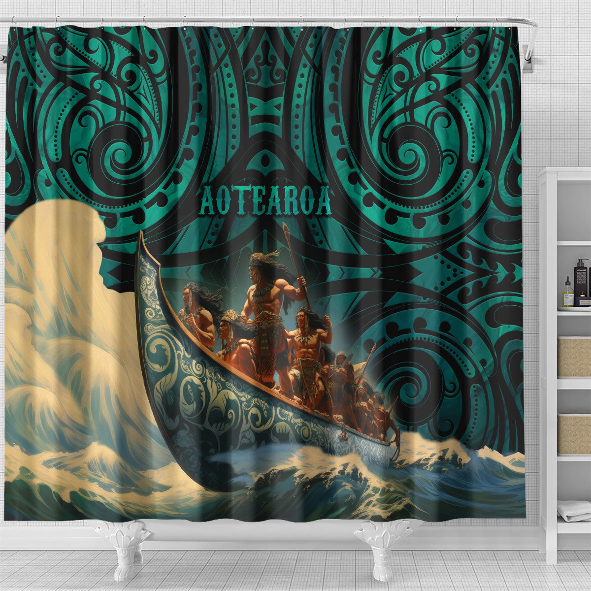 New Zealand Tamaki Herenga Waka Festival Shower Curtain Maori Pattern LT05 - Polynesian Pride