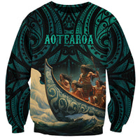Personalised New Zealand Tamaki Herenga Waka Festival Sweatshirt Maori Pattern LT05 Unisex Dark Turquoise - Polynesian Pride