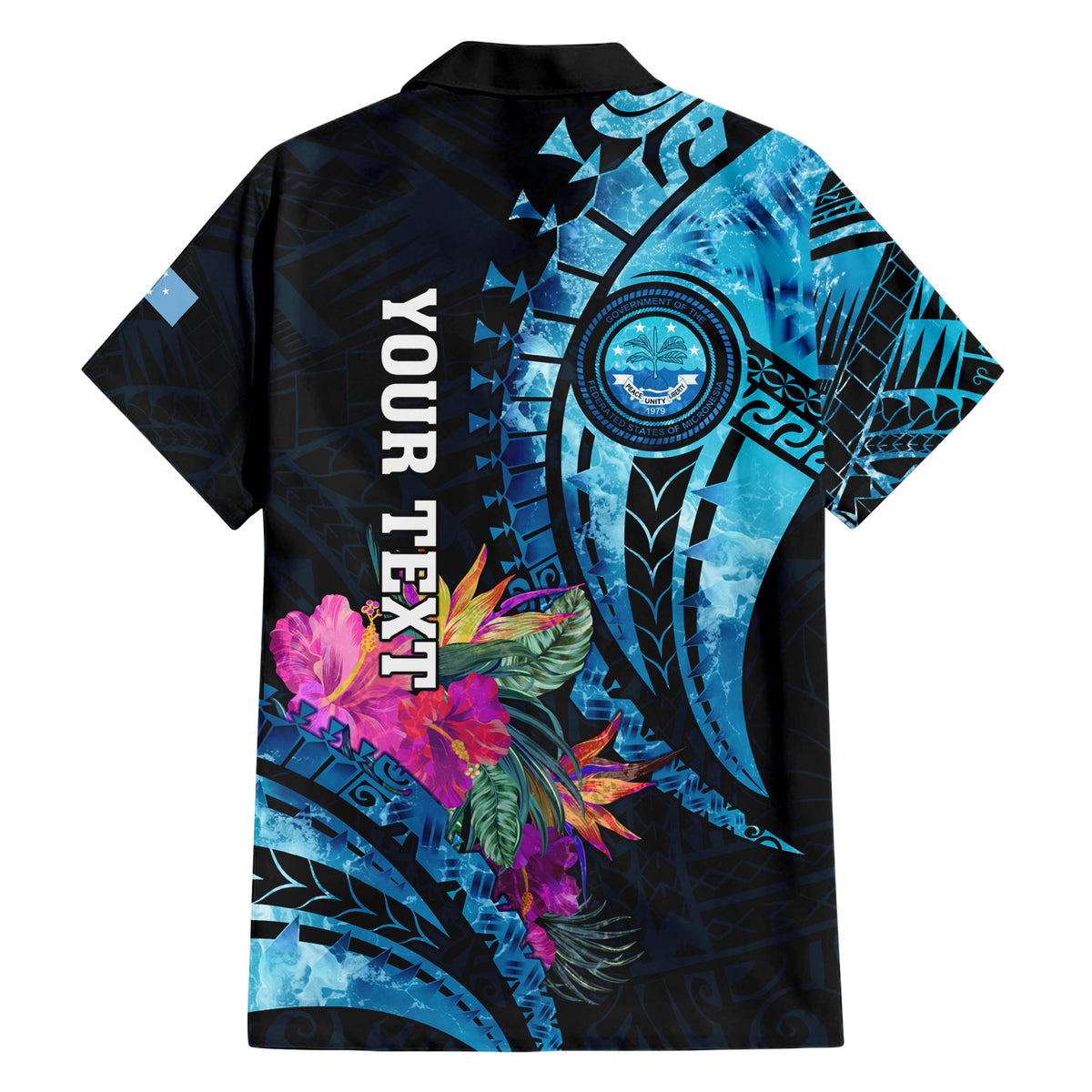 Personalised FSM Culture Day Hawaiian Shirt Tropical Flowers Tribal Pattern LT05 - Polynesian Pride