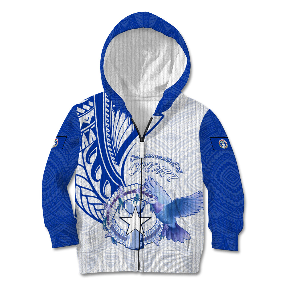 Personalised Northern Mariana Islands Commonwealth Day Kid Hoodie Simple Style LT05 Zip Hoodie Blue - Polynesian Pride
