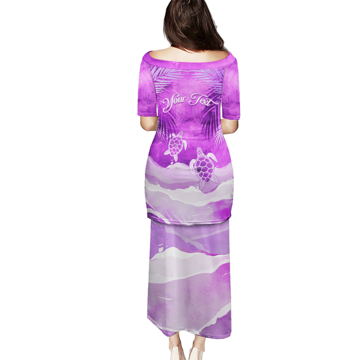 Personalised Pasifika Festival Puletasi Violet Tropical Turtle LT05 - Polynesian Pride