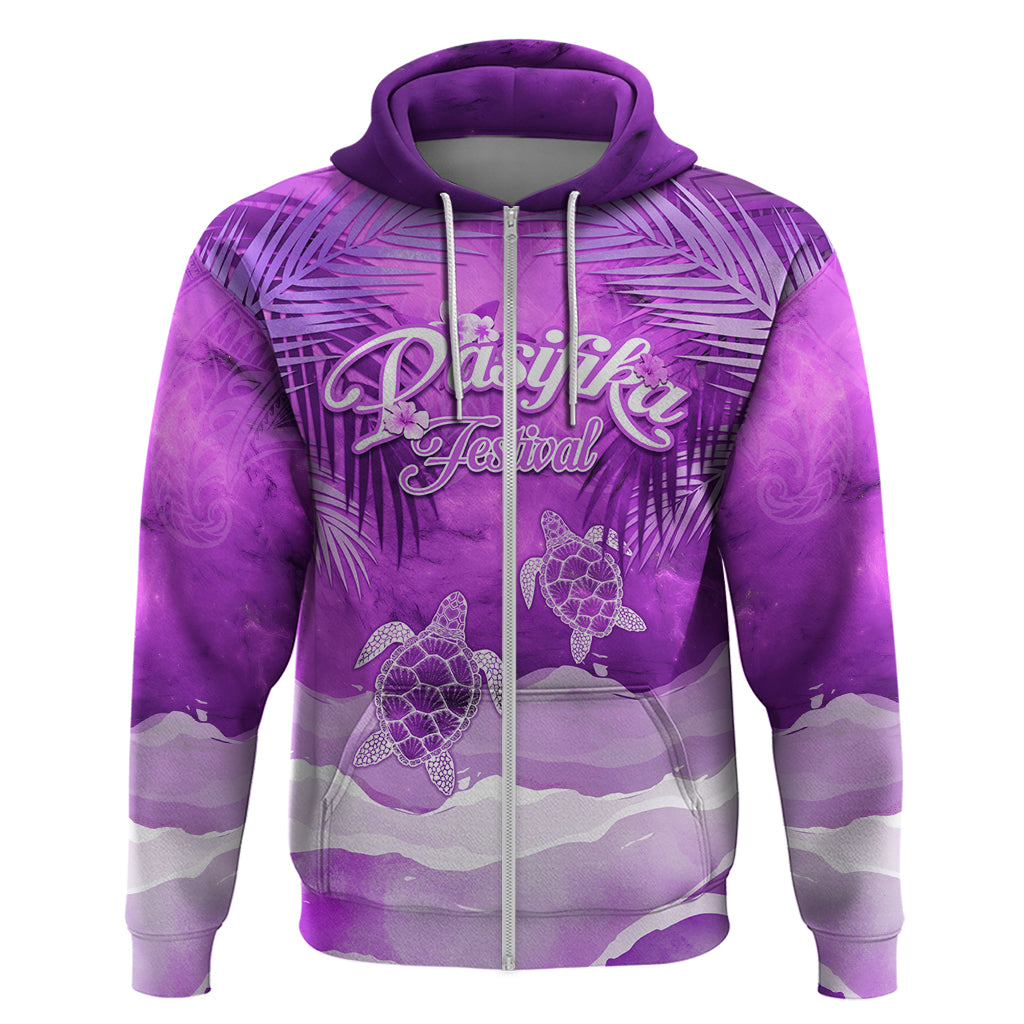 Personalised Pasifika Festival Zip Hoodie Violet Tropical Turtle LT05 Zip Hoodie Violet - Polynesian Pride