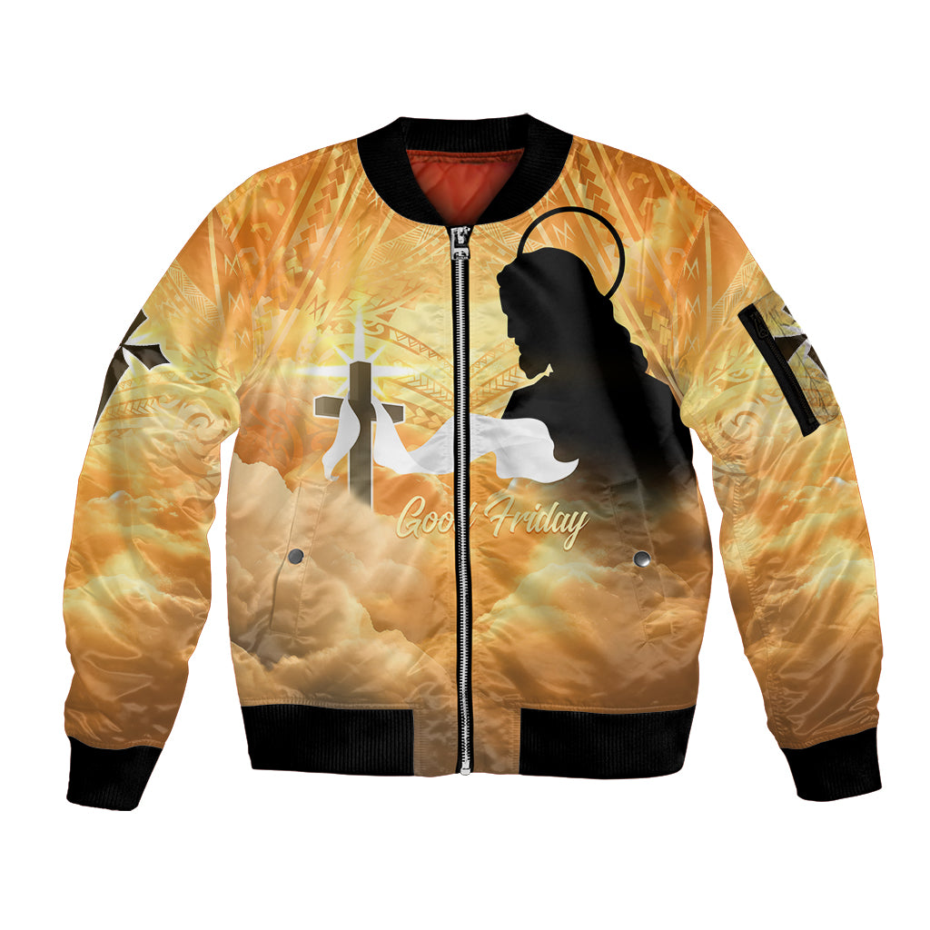Happy Good Friday Sleeve Zip Bomber Jacket God Will Bless You LT05 Unisex Gold - Polynesian Pride