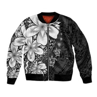 Polynesia Romantic Valentine Bomber Jacket Sea Turtle Couple With Black Plumeria LT05 Unisex Black - Polynesian Pride