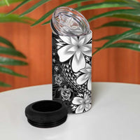 Polynesia Romantic Valentine 4 in 1 Can Cooler Tumbler Sea Turtle Couple With Black Plumeria LT05 - Polynesian Pride