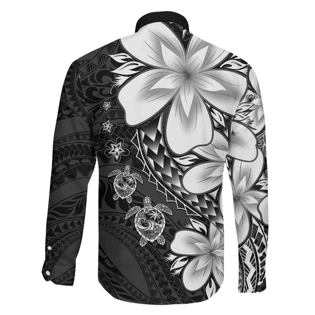 Polynesia Romantic Valentine Family Matching Off Shoulder Maxi Dress and Hawaiian Shirt Sea Turtle Couple With Black Plumeria