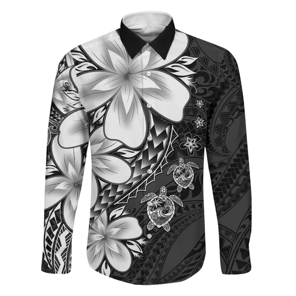 Polynesia Romantic Valentine Family Matching Puletasi and Hawaiian Shirt Sea Turtle Couple With Black Plumeria