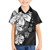 Polynesia Romantic Valentine Kid Hawaiian Shirt Sea Turtle Couple With Black Plumeria