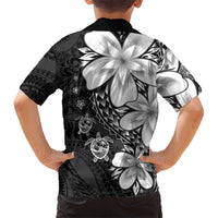 Polynesia Romantic Valentine Kid Hawaiian Shirt Sea Turtle Couple With Black Plumeria