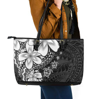 Polynesia Romantic Valentine Leather Tote Bag Sea Turtle Couple With Black Plumeria LT05 - Polynesian Pride