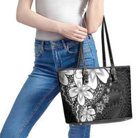 Polynesia Romantic Valentine Leather Tote Bag Sea Turtle Couple With Black Plumeria LT05 - Polynesian Pride