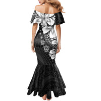 Polynesia Romantic Valentine Mermaid Dress Sea Turtle Couple With Black Plumeria
