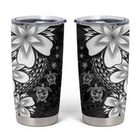 Polynesia Romantic Valentine Tumbler Cup Sea Turtle Couple With Black Plumeria LT05 Black - Polynesian Pride