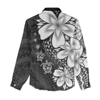 Polynesia Romantic Valentine Women Casual Shirt Sea Turtle Couple With Black Plumeria