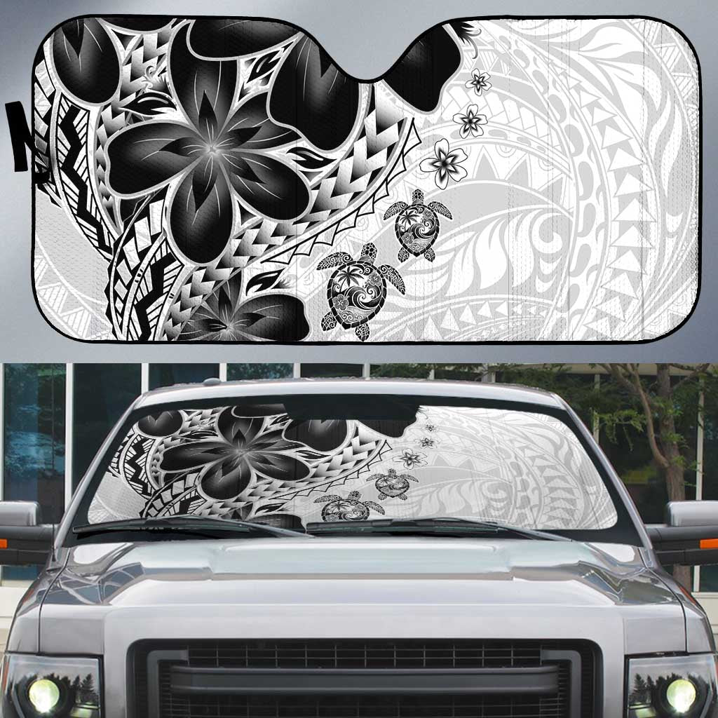 Polynesia Romantic Valentine Auto Sun Shade Sea Turtle Couple With White Plumeria