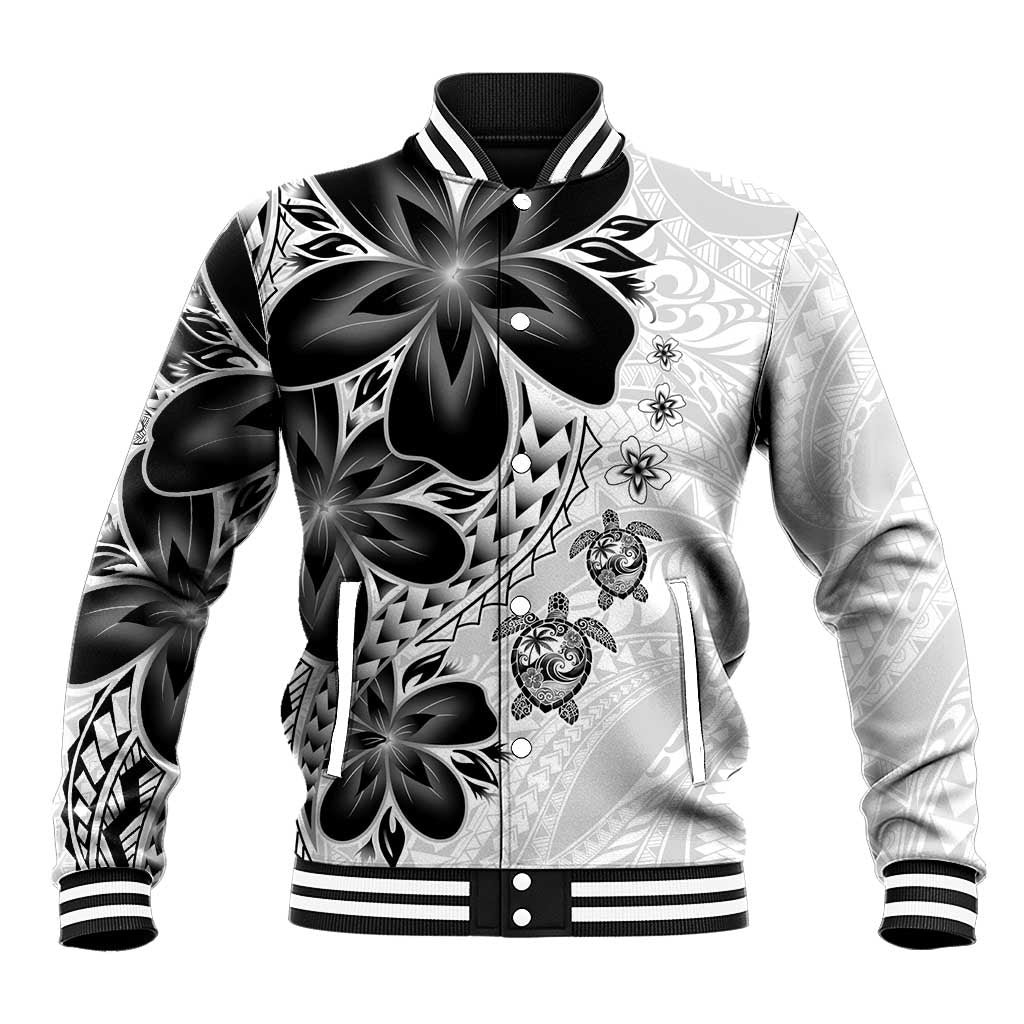 Polynesia Romantic Valentine Baseball Jacket Sea Turtle Couple With White Plumeria LT05 Unisex White - Polynesian Pride