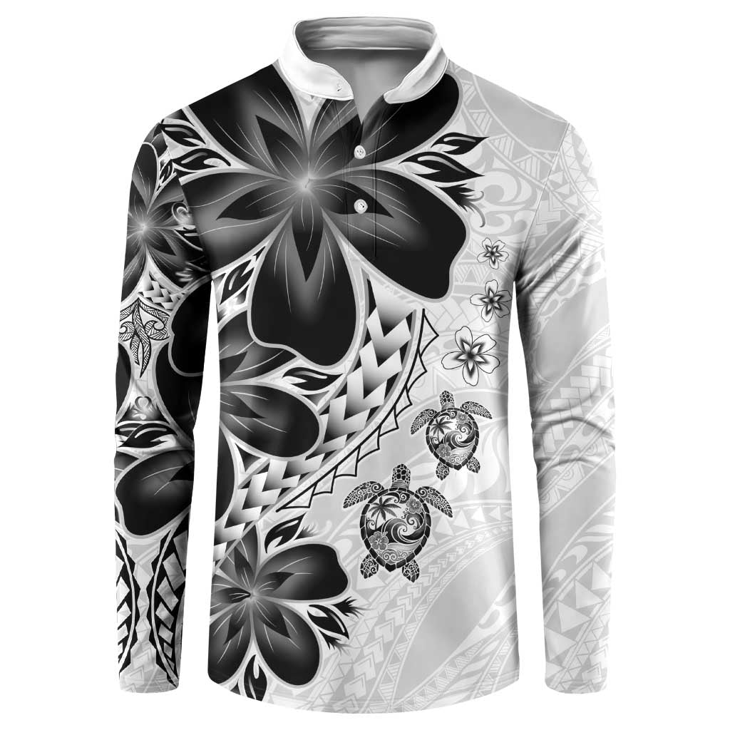 Polynesia Romantic Valentine Button Sweatshirt Sea Turtle Couple With White Plumeria