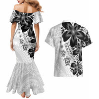 Polynesia Romantic Valentine Couples Matching Mermaid Dress and Hawaiian Shirt Sea Turtle Couple With White Plumeria LT05 - Polynesian Pride