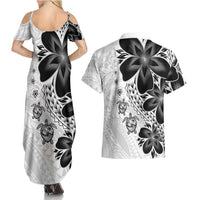 Polynesia Romantic Valentine Couples Matching Summer Maxi Dress and Hawaiian Shirt Sea Turtle Couple With White Plumeria LT05 - Polynesian Pride