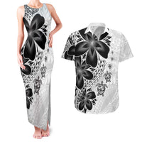 Polynesia Romantic Valentine Couples Matching Tank Maxi Dress and Hawaiian Shirt Sea Turtle Couple With White Plumeria LT05 White - Polynesian Pride