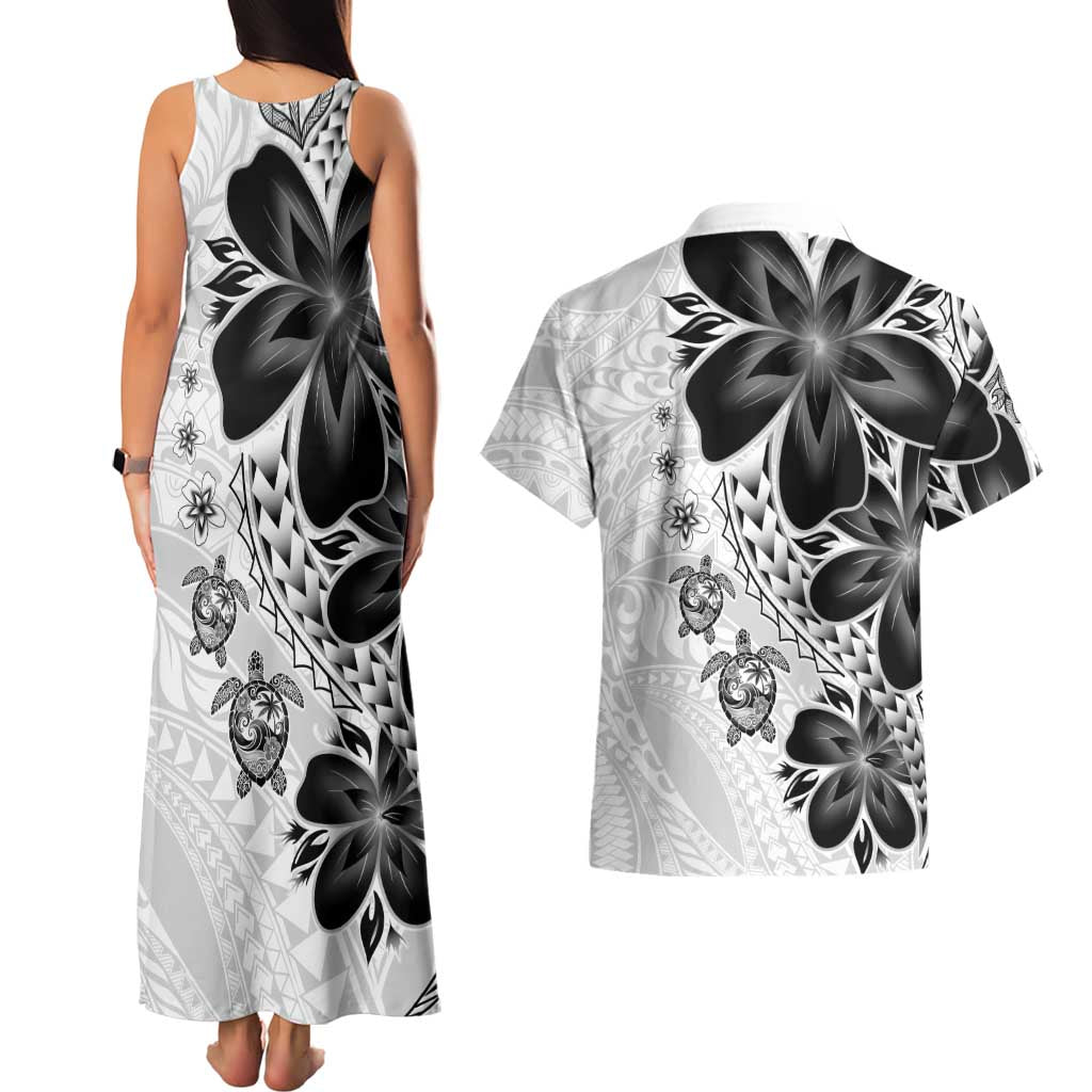 Polynesia Romantic Valentine Couples Matching Tank Maxi Dress and Hawaiian Shirt Sea Turtle Couple With White Plumeria LT05 - Polynesian Pride