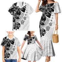 Polynesia Romantic Valentine Family Matching Mermaid Dress and Hawaiian Shirt Sea Turtle Couple With White Plumeria