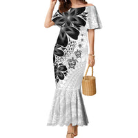 Polynesia Romantic Valentine Family Matching Mermaid Dress and Hawaiian Shirt Sea Turtle Couple With White Plumeria