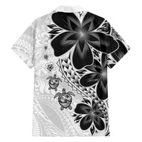 Polynesia Romantic Valentine Family Matching Off Shoulder Short Dress and Hawaiian Shirt Sea Turtle Couple With White Plumeria