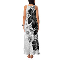 Polynesia Romantic Valentine Family Matching Tank Maxi Dress and Hawaiian Shirt Sea Turtle Couple With White Plumeria