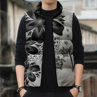 Polynesia Romantic Valentine Sleeveless Puffer Jacket Sea Turtle Couple With White Plumeria