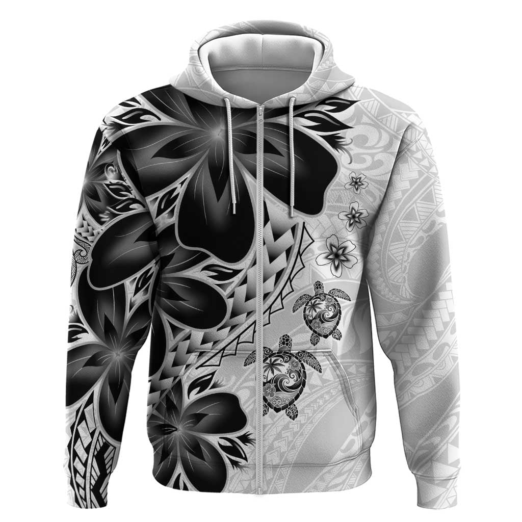 Polynesia Romantic Valentine Zip Hoodie Sea Turtle Couple With White Plumeria