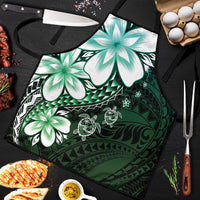 Polynesia Romantic Valentine Apron Sea Turtle Couple With Aqua Gradient Plumeria LT05 Aqua - Polynesian Pride
