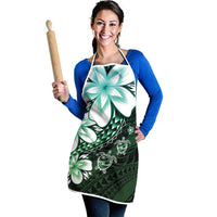 Polynesia Romantic Valentine Apron Sea Turtle Couple With Aqua Gradient Plumeria LT05 - Polynesian Pride